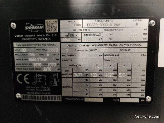 Koneen tyyppi ja kategoria