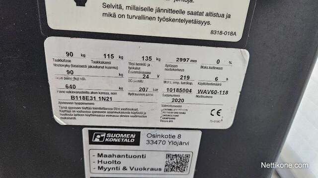 Koneen tyyppi ja kategoria